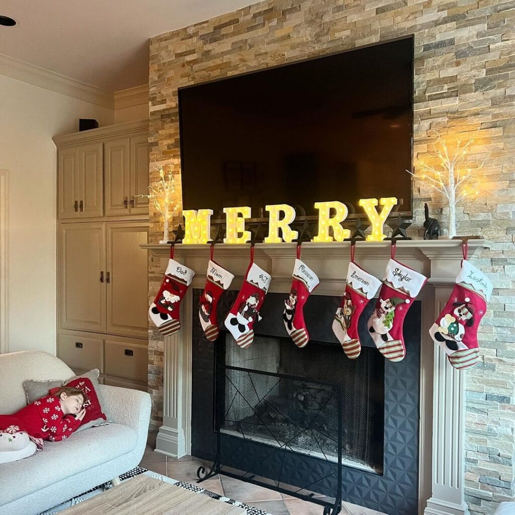 christmas stockings hanging from chimney merry christmas